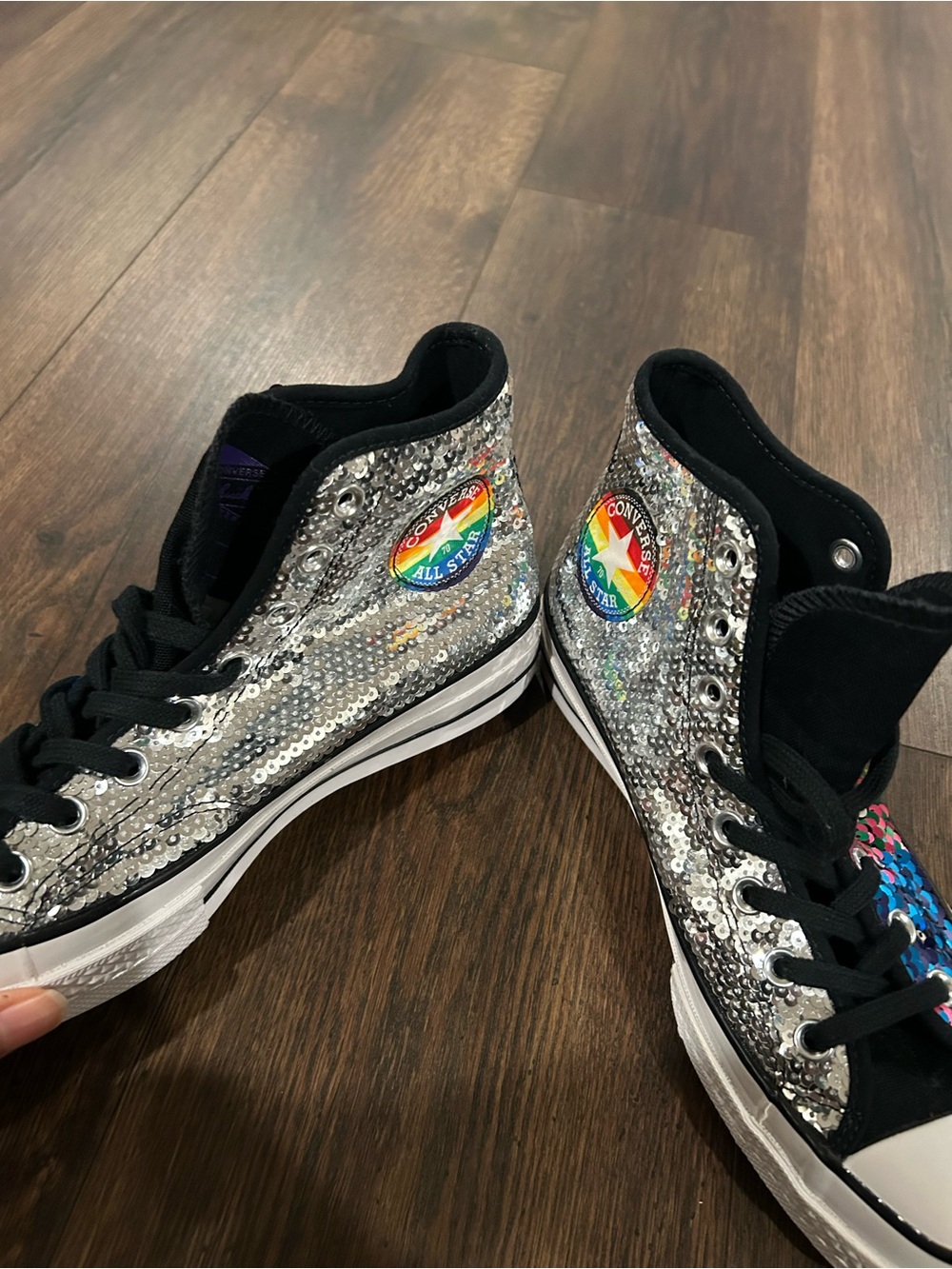Sequin High-Top Sneakers in Multicolor & Silver for pride month new without tags - Picture 4 of 10